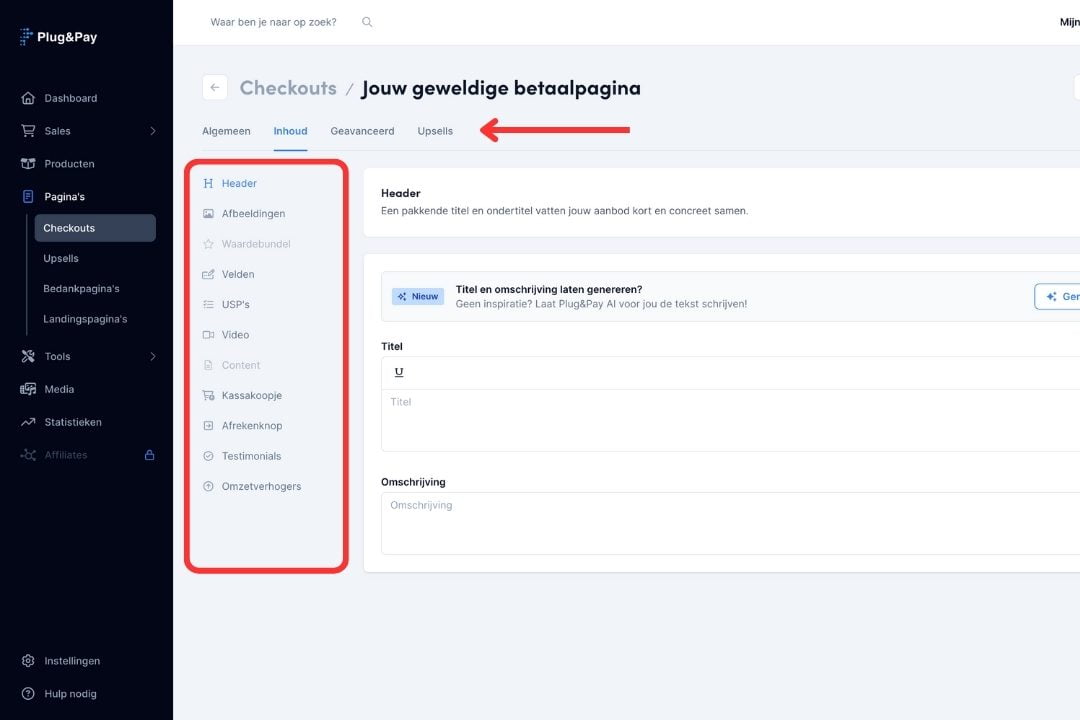 Plug & Pay Checkout maken