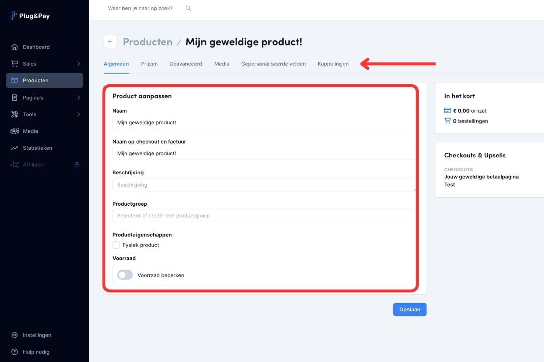 Plug & Pay Betaalpagina maken
